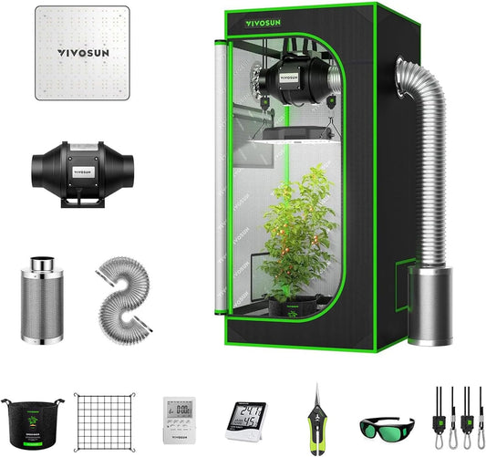 VIVOSUN 2 x 2 ft. Grow Tent Kit Complete – 24"x24"x48" Grow Tent Complete System