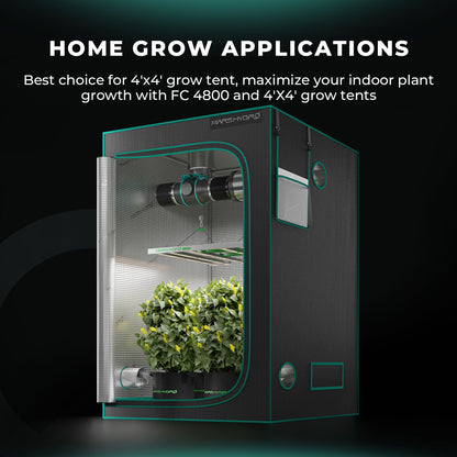 Mars Hydro FC4800-EVO Complete Grow Tent Kit – 480W Samsung LED + 120 × 120 cm Tent + 6″ Ventilatiesysteem