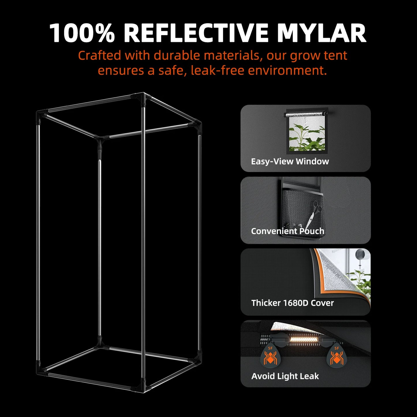 Spider Farmer G4500 Complete Grow Tent Kit – 140×70×200 cm Tent + 320W Full Spectrum LED + 4″ Ventilatiesysteem + 6″ Clipfan + Klimaatregeling