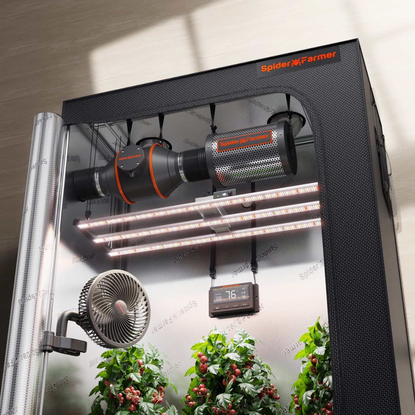 Spider Farmer G4500 Complete Grow Tent Kit – 140×70×200 cm Tent + 320W Full Spectrum LED + 4″ Ventilatiesysteem + 6″ Clipfan + Klimaatregeling